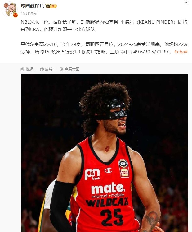 探长：NBL内线基努-平德尔即将来到CBA 他预计加盟一支北方球队
